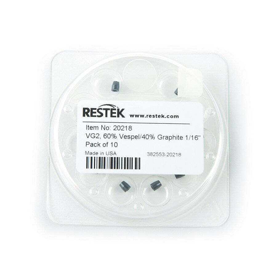 Ferrules, Capillary, Vespel/Graphite for 1/16" Compression-Type Fittings, VG2, 60% Vespel/40% Graphite, 1/16", 10-pk.
