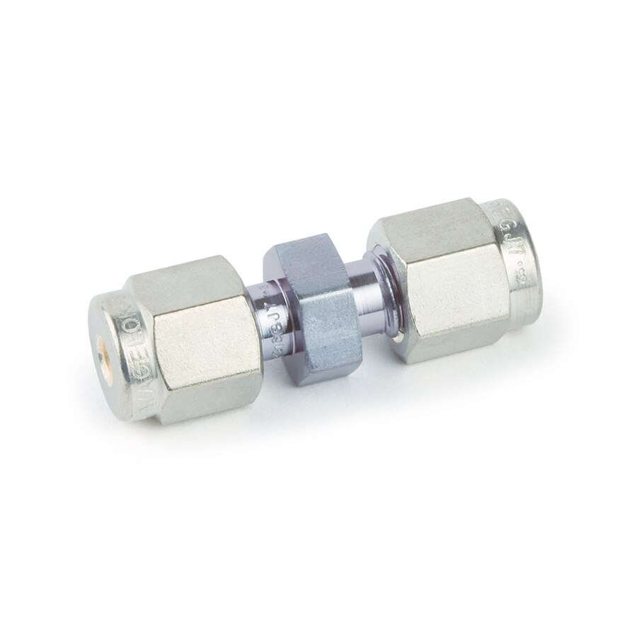 Swagelok Fitting, 1/8" Union, Siltek/Sulfinert Treated, ea.