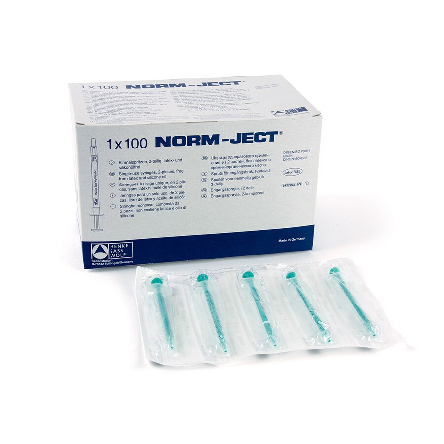 Norm-Ject Plastic Syringe, 1 mL Luer Slip Tuberculin, 100-pk.