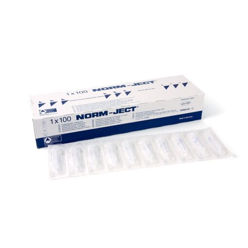 Norm-Ject Plastic Syringe, 3 mL Luer Slip Centric Tip, 100-pk.