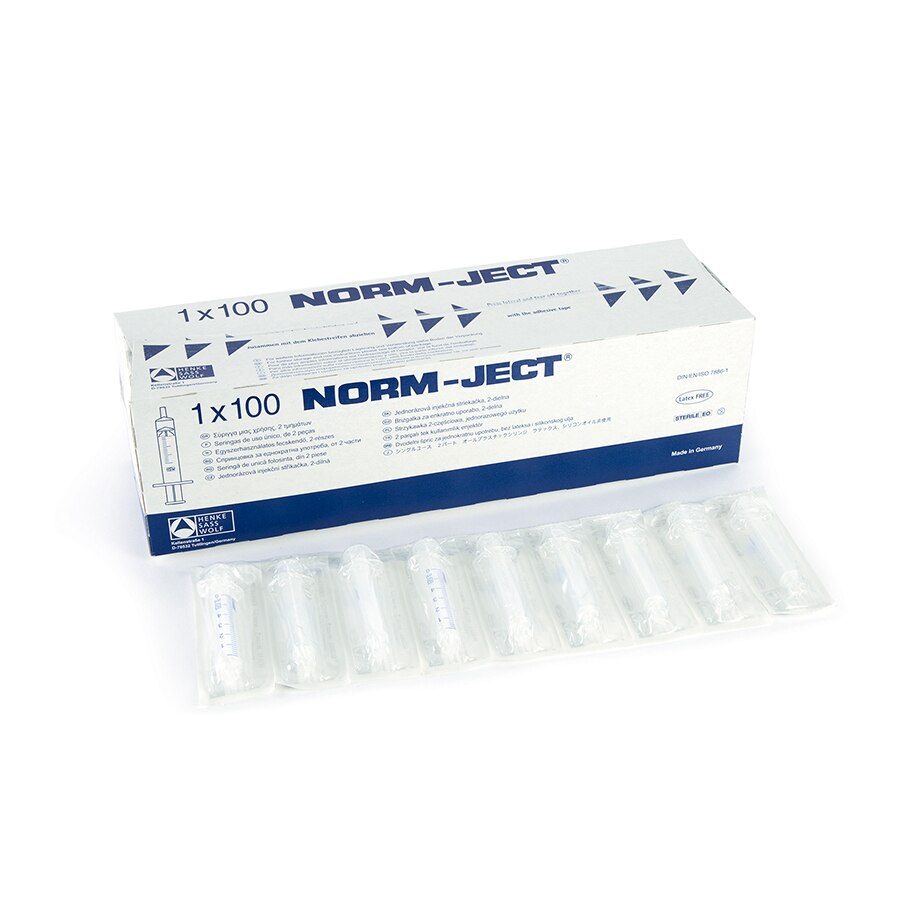 Norm-Ject Plastic Syringe, 5 mL Luer Lock Tip, 100-pk.