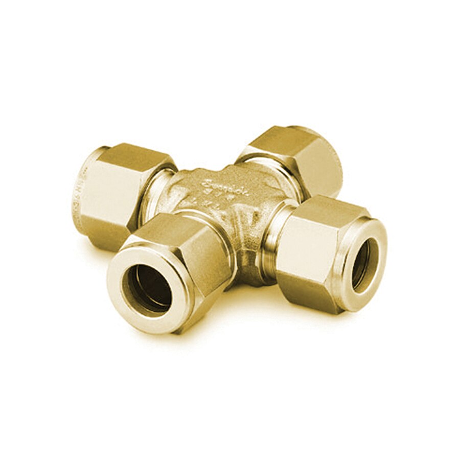 Swagelok Fitting, 1/8" Cross, Brass, 2-pk.