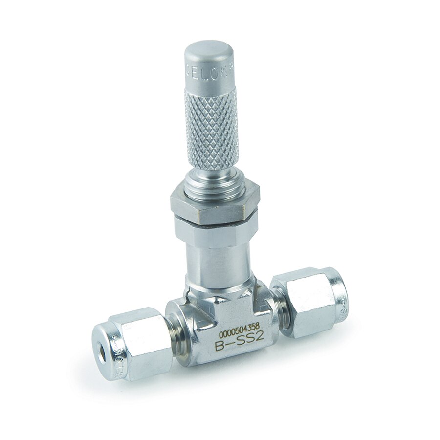 Swagelok Straight Metering Gas Valve, 1/8" Chrome-Plated Brass