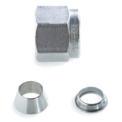 Swagelok Fitting, 1/4" Nut & Ferrule Set, Stainless Steel, 5-pk.
