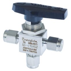 Swagelok Gas Valve, 1/8" 3-Way Ball, Stainless Steel, ea.