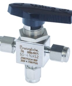Swagelok Gas Valve, 1/8" 3-Way Ball, Stainless Steel, ea.