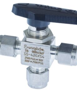 Swagelok Gas Valve, 1/4" 3-Way Ball, Stainless Steel, ea.