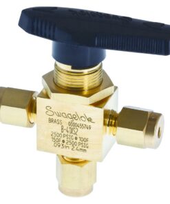 Swagelok Gas Valve, 1/8" 3-Way Ball, Brass, ea.