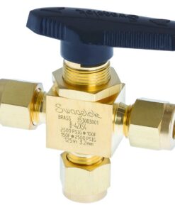 Swagelok Gas Valve, 1/4" 3-Way Ball, Brass, ea.
