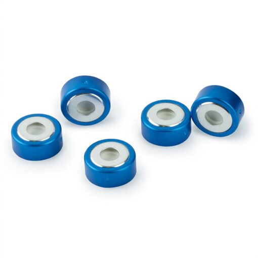SPME Vial Cap, 20 mm, Blue, Bi-Metal Crimp with MicroCenter PTFE/Silicone Septa, 1000-pk.