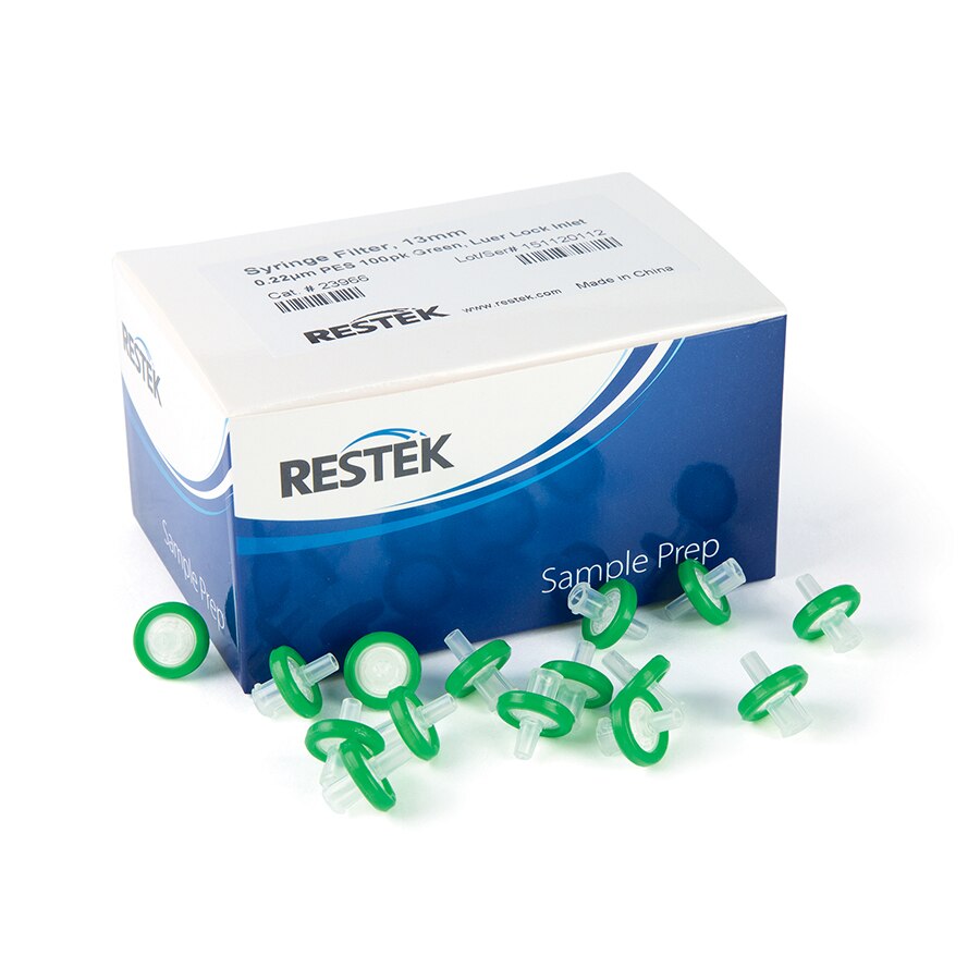 13 mm Syringe Filter, 0.22 µm, PES, Green, 100-pk.