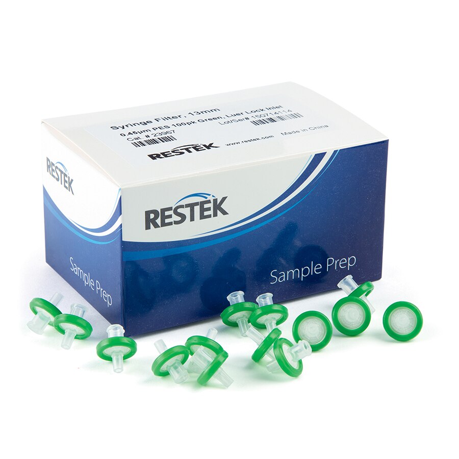 13 mm Syringe Filter, 0.45 µm, PES, Green, 100-pk.