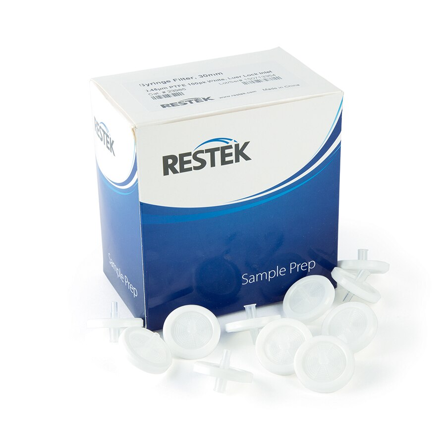 30 mm Syringe Filter, 0.45 µm, PTFE, White, 100-pk.