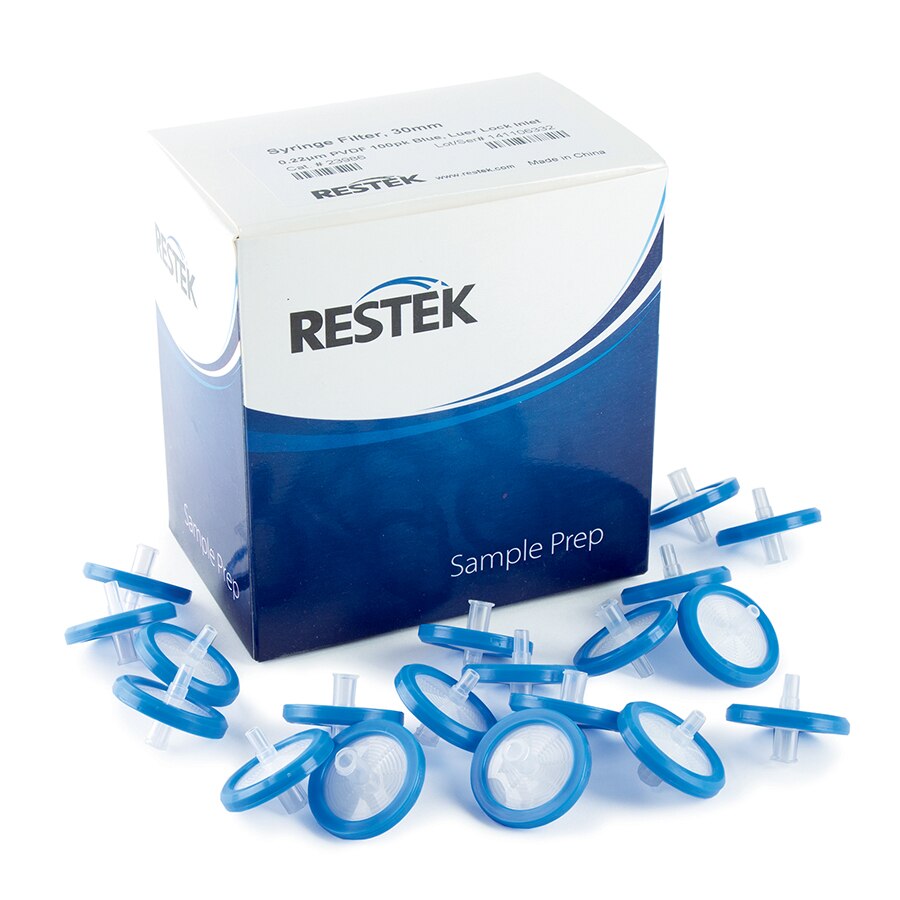 30 mm Syringe Filter, 0.22 µm, PVDF, Blue, 100-pk.