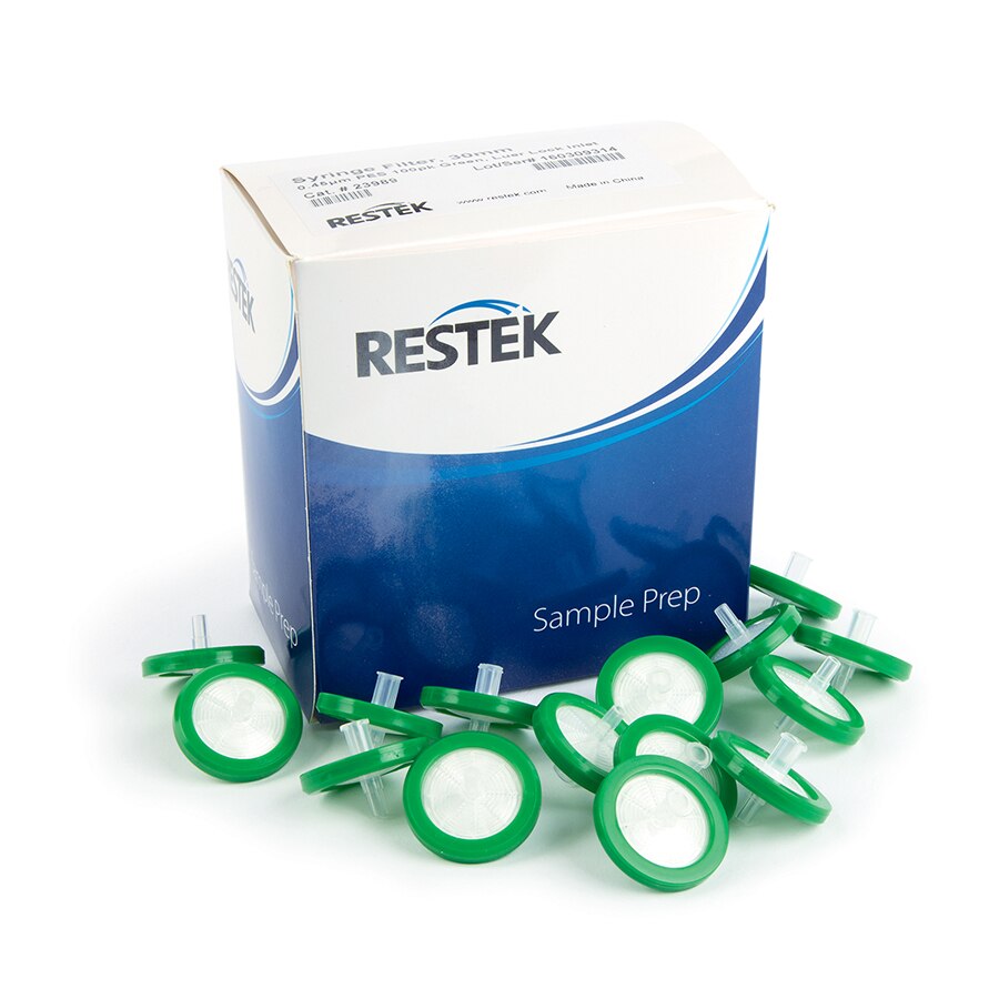 30 mm Syringe Filter, 0.45 µm, PES, Green, 100-pk.