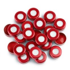 Aluminum Crimp-Top Seals with PTFE/Silicone Septa, Red, 2.0 mL, 11 mm, 100-pk.