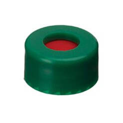 Short Screw Caps, Polypropylene, Screw-Thread, PTFE/Silicone/PTFE Septa, Green, Preassembled, 2.0 mL, 9mm, 1000-pk.
