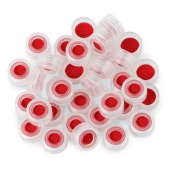 Short Screw Caps, Polypropylene, Screw-Thread, PTFE/Silicone/PTFE Septa, Natural, Preassembled, 2.0 mL, 9 mm, 100-pk.