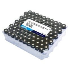 Screw-Thread Vial Kit, Red PTFE/Silicone Septa 0.045", Clear w/Black Cap, 2.0 mL, 8 mm, Preassembled, 100-pk.