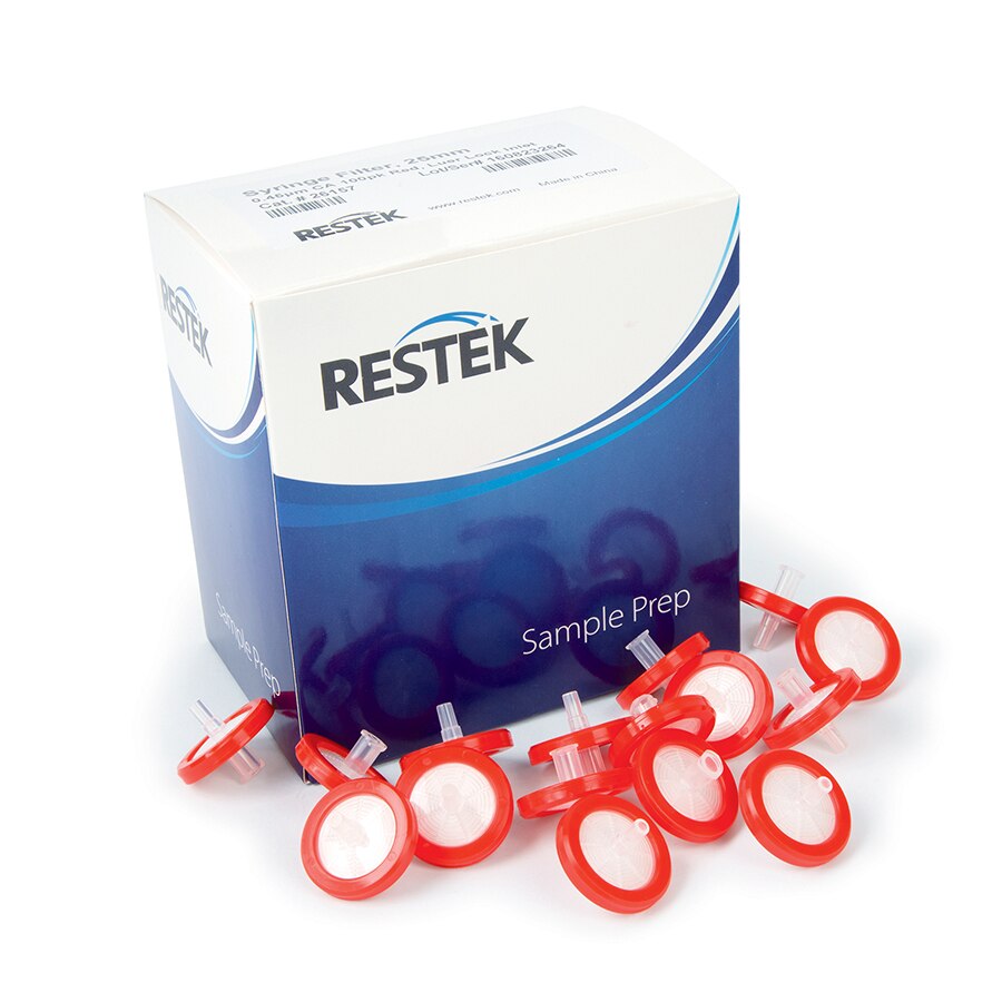 25 mm Syringe Filter, 0.45 µm, Cellulose Acetate, Red, Luer-Lock, 100-pk.