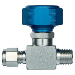 1/4" Male NPT x 1/4" Male Compression UHP Sample Cylinder Valve, 5000 psig DOT Pressure Rating, Stainless Steel