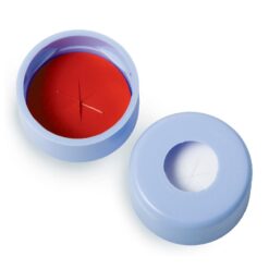 Snap Top Vial Caps, PTFE/Silicone w/Starburst, Blue, 2.0 mL, 11 mm, 100-pk.