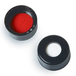 Short Screw Caps, Polypropylene, Screw-Thread, PTFE/Silicone w/Slit, Black, Preassembled, 2.0 mL, 9 mm, 100-pk.