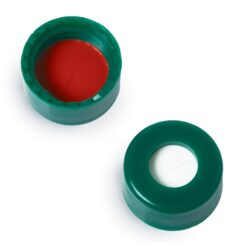 Short Screw Caps, Polypropylene, Screw-Thread, PTFE/Silicone w/Slit, Green, Preassembled, 2.0 mL, 9 mm, 1000-pk.