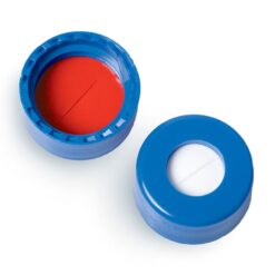 Short Screw Caps, Polypropylene, Screw-Thread, PTFE/Silicone w/Slit, Blue, Preassembled, 2.0 mL, 9 mm, 100-pk.