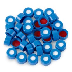 Short Screw Caps, Polypropylene, Screw-Thread, PTFE/Silicone w/Slit, Blue, Preassembled, 2.0 mL, 9 mm, 1000-pk.