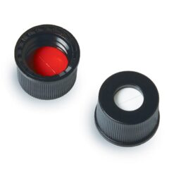 Vial Cap & Septa, 8-425 Black Cap, Red PTFE/Silicone Septa, 0.060" w/Slit, Preassembled, 2.0 mL, 100-pk.