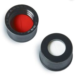 Screw-Thread, Big Mouth Vial Caps with Red PTFE/Silicone Septa, 0.060" w/Slit, Black, Preassembled, 2.0 mL, 100-pk.