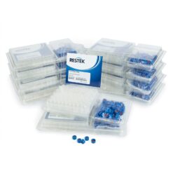 2.0 mL Screw-Thread Vial Convenience Kit, PTFE/Butyl Rubber Septa, Clear w/Graduated Marking Spot w/Blue Caps, 9 mm, 1000-pk.