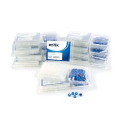 2.0 mL Screw-Thread Vial Convenience Kit, PTFE/Silicone Septa, Clear w/Graduated Marking Spot w/Blue Caps, 9 mm, 1000-pk.