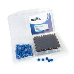 2.0 mL Screw-Thread Vial Convenience Kit, PTFE/Butyl Rubber Septa, Amber w/Graduated Marking Spot w/Blue Caps, 9 mm, 100-pk.