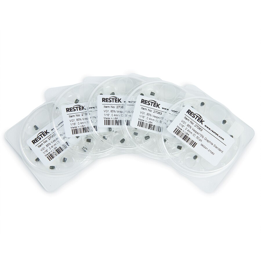 Ferrules, Capillary, Vespel/Graphite, Standard for 1/16" Compression-Type Fittings, VG1, 85% Vespel/15% Graphite, 1/16" x 0.4 mm ID, 50-pk.
