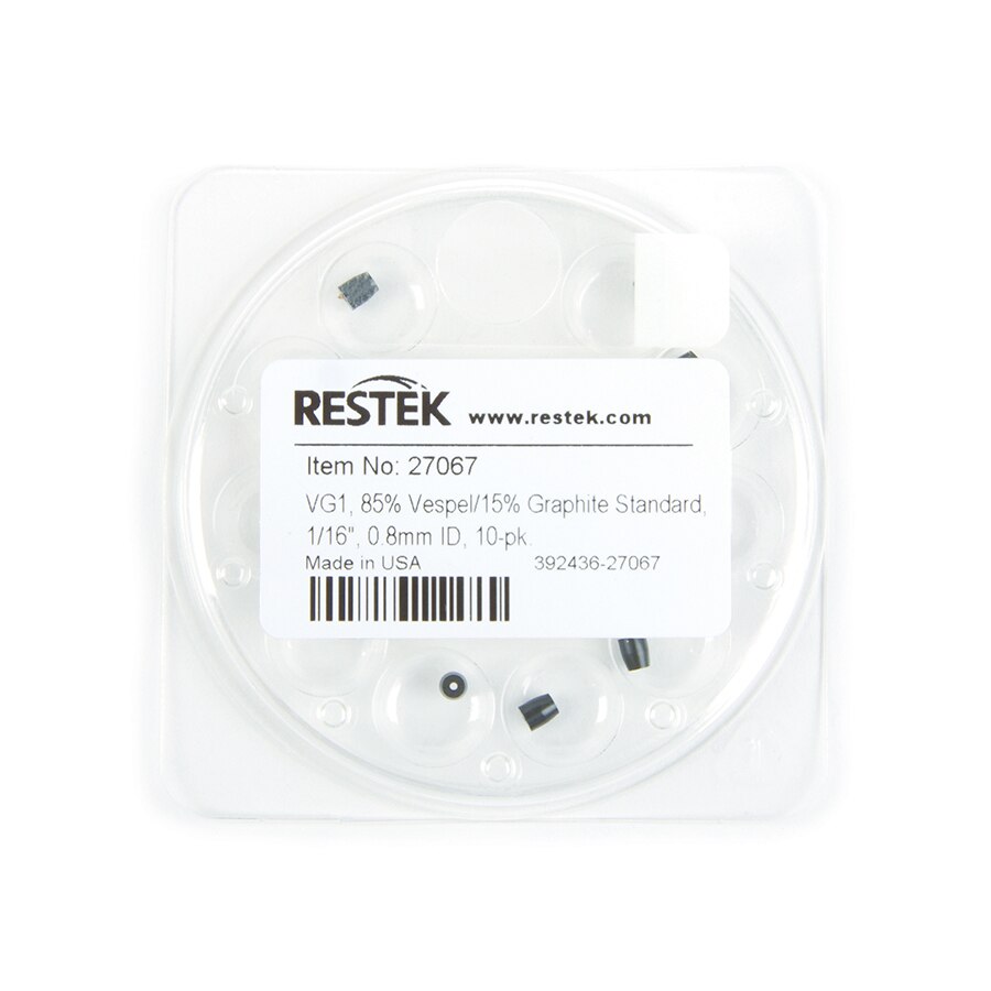 Ferrules, Capillary, Vespel/Graphite, Standard for 1/16" Compression-Type Fittings, VG1, 85% Vespel/15% Graphite, 1/16" x 0.8 mm ID, 10-pk.