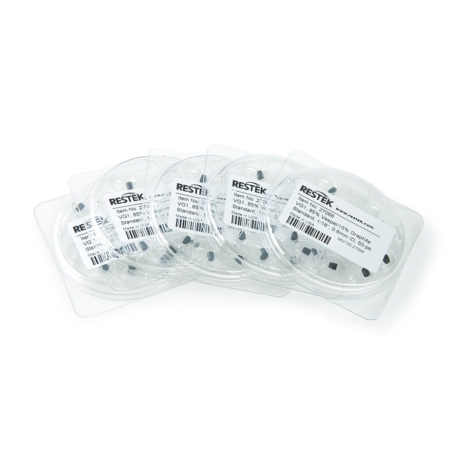 Ferrules, Capillary, Vespel/Graphite, Standard for 1/16" Compression-Type Fittings, VG1, 85% Vespel/15% Graphite, 1/16" x 0.8 mm ID, 50-pk.