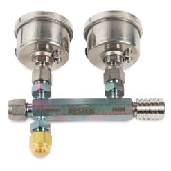 Alternative view of Soil Gas Sampler, Dual Gauge, Female RAVEqc Quick-Connect Outlet Fitting, 150 mL/min, Siltek Treated