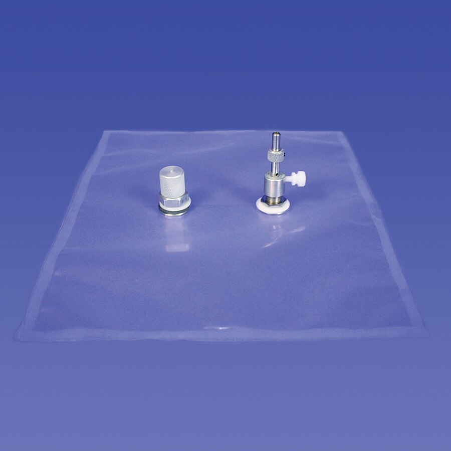 Tedlar Sampling Bag w/Stainless-Steel Push/Pull Valve & Septum Fitting, 0.5 L, 6" x 6", 10-pk.
