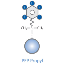 Alternative view of Pinnacle DB PFP Propyl, 3 µm, 50 x 2.1 mm HPLC Column
