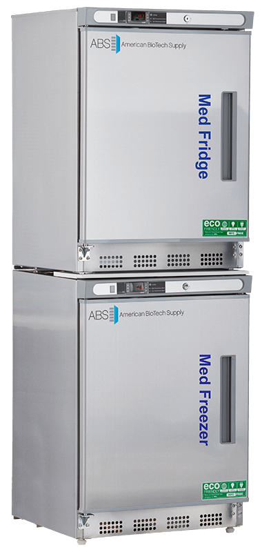 Premier Pharmacy/Vaccine Combination Stainless Steel Refrigerator/Freezer 9 Cu. Ft., left hinged