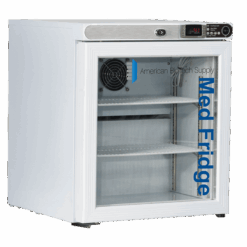 Premier Pharmacy/Vaccine Countertop Freestanding Glass Door Refrigerator 1 Cu. Ft. Left Hinged