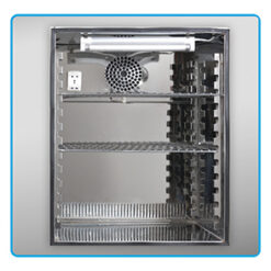 Alternative view of myTemp 65 Heating and Cooling Incubator, includes two stainless steel shelves