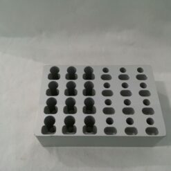 Tecan Tube Adapter, 1.5 mL Microfuge with Hinged Cap, 12-Position (4 x 3), and 0.5 mL Microfuge with Hinged cap, 12-Position (4 x 3), Microplate Format, Aluminum. Has holes for cap storage. 30012613